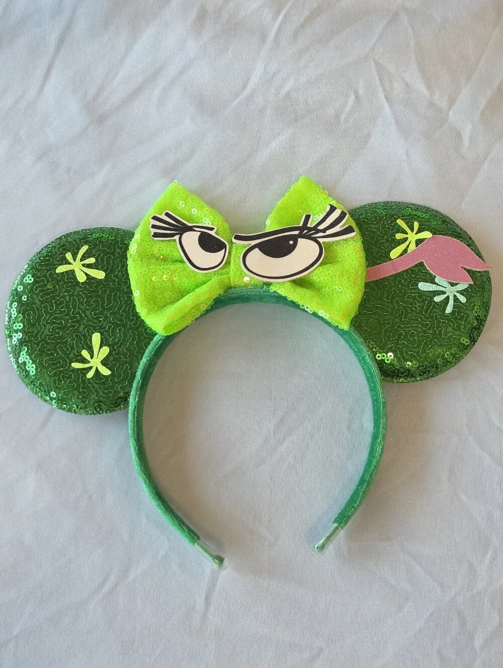 Pixar Disney Inside Out Disgust Emotion Green Sequin Mouse Ears
